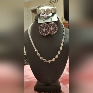 Elegant Silver and Purple Jewelry Set